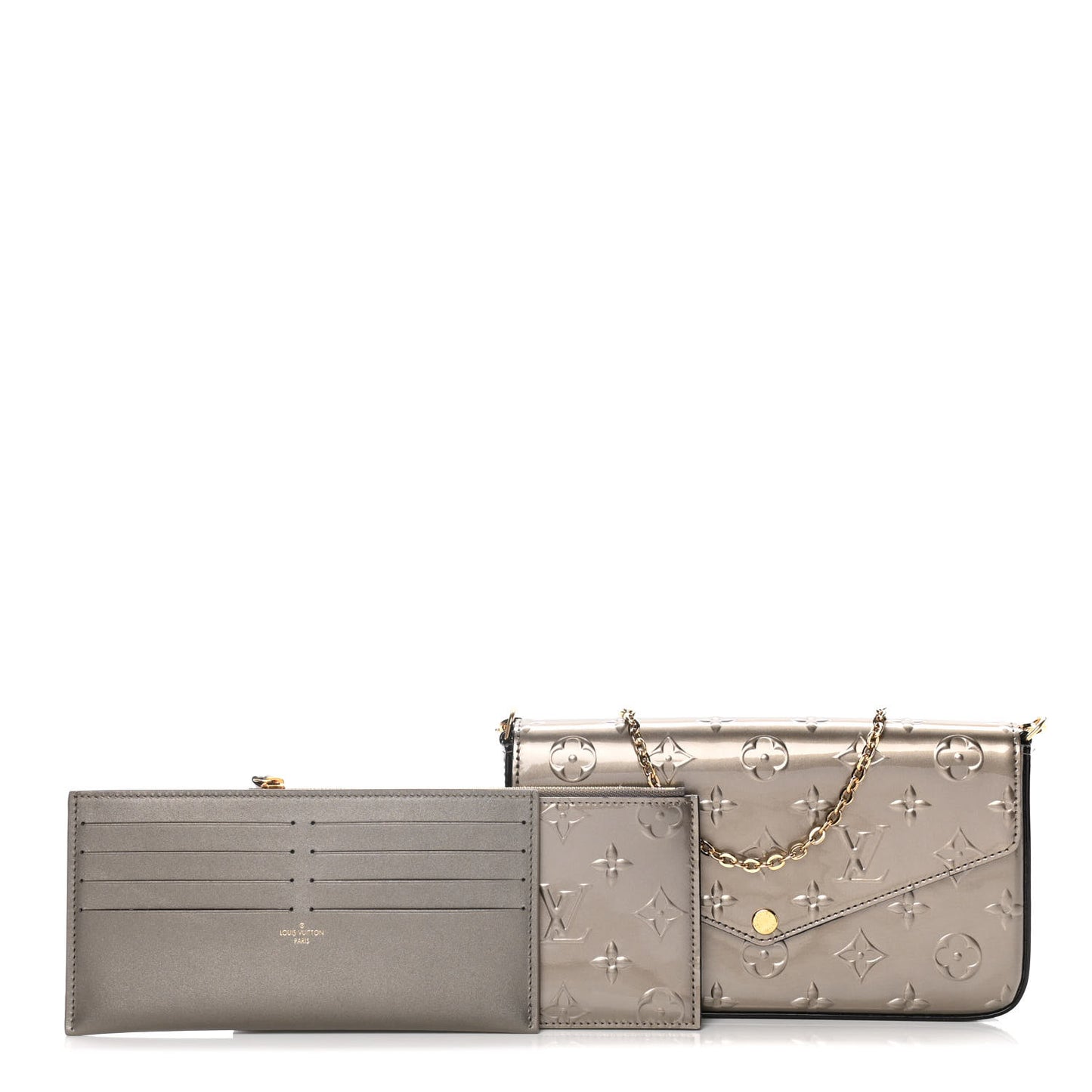 Vernis Felicie Pochette Chain Wallet Champagne Metallise