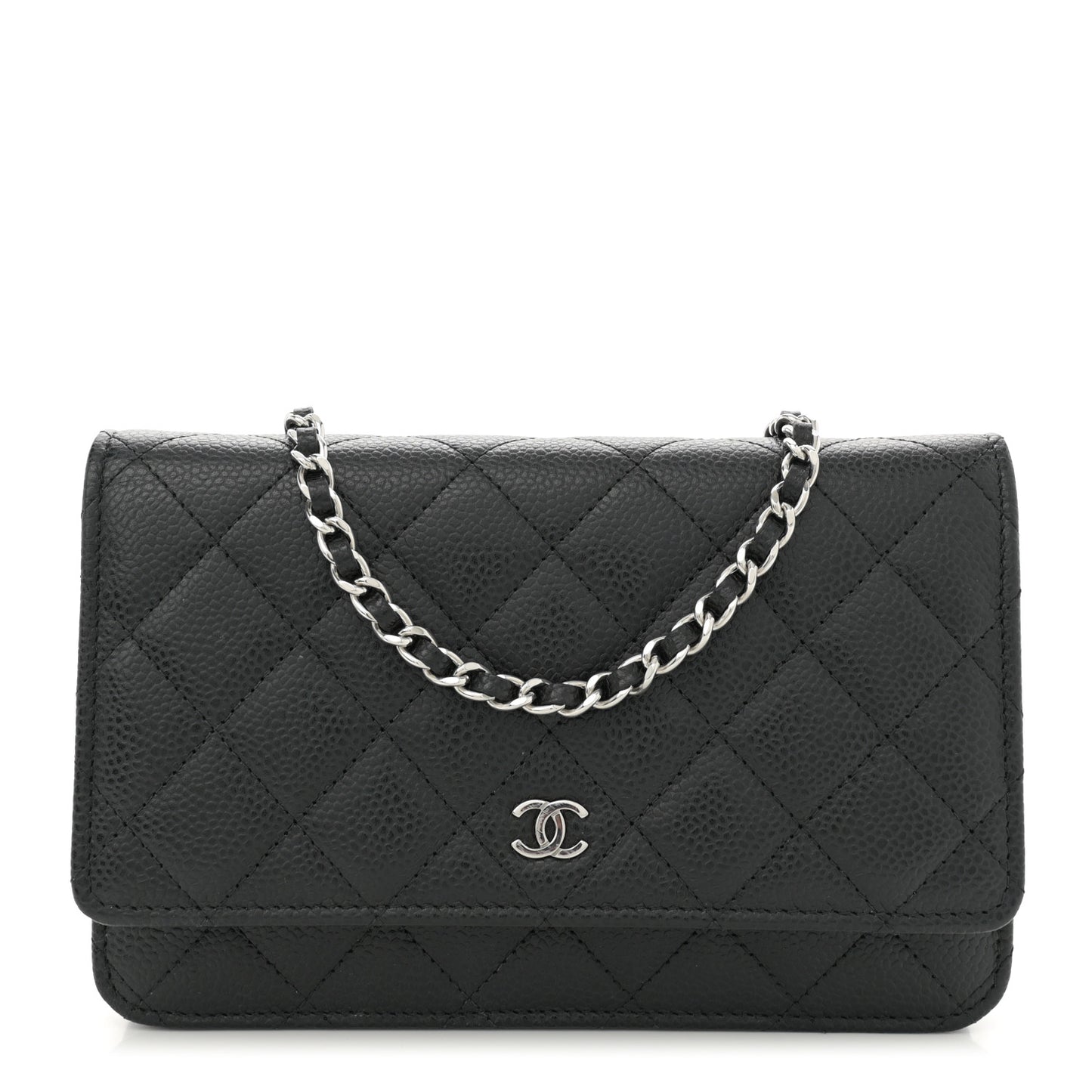 Caviar Quilted Wallet on Chain WOC Black