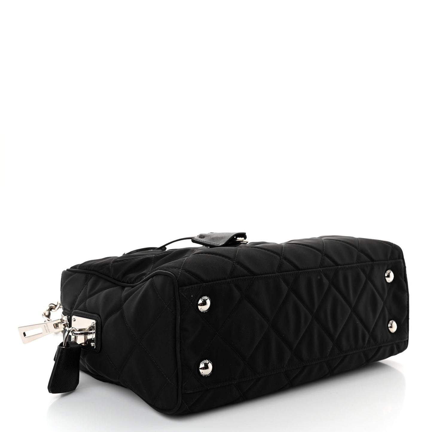 Nylon Tessuto Impuntu Quilted Shoulder Bag Black