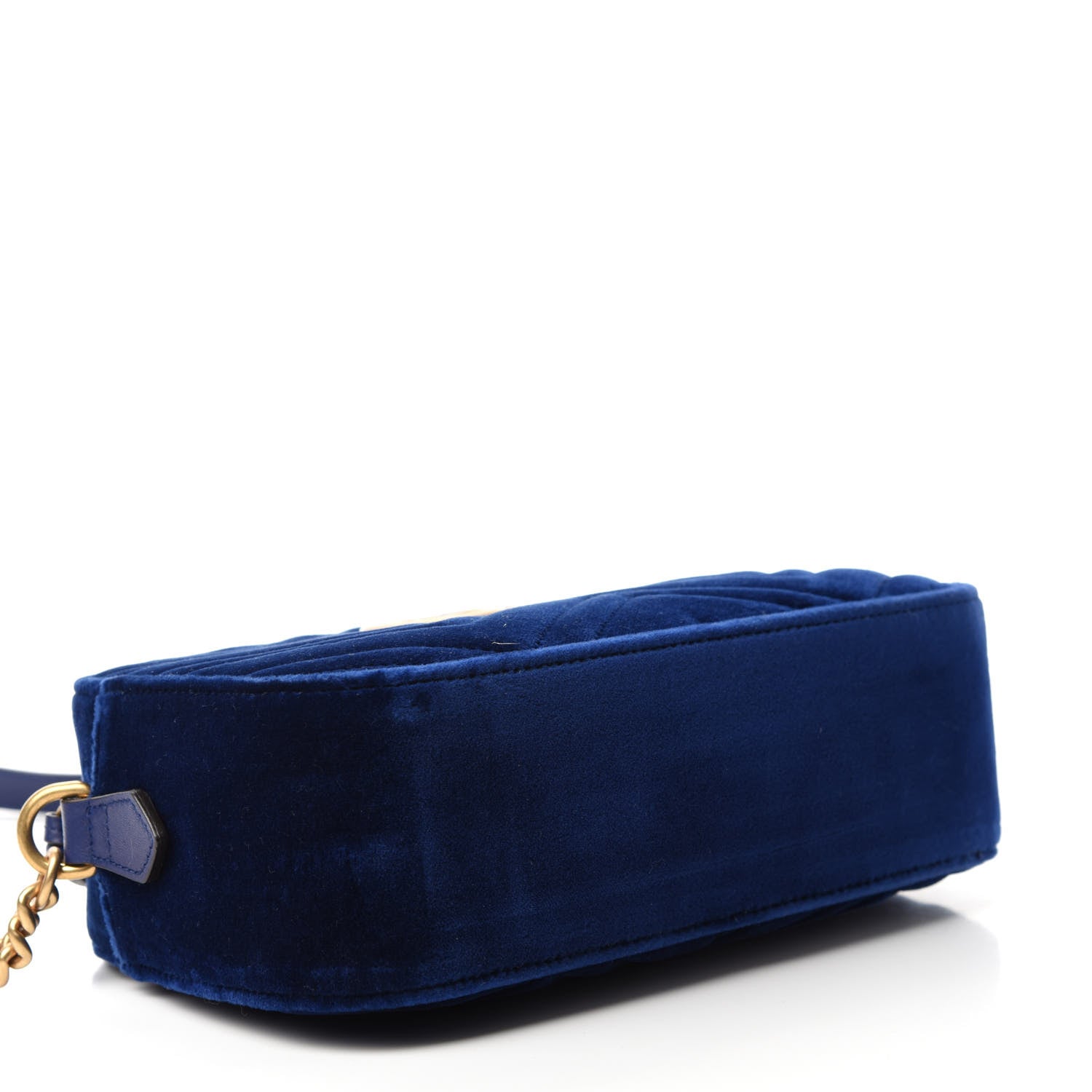 Gucci Velvet Matelasse Small GG Marmont Chain Shoulder Bag Cobalt 4 of 10