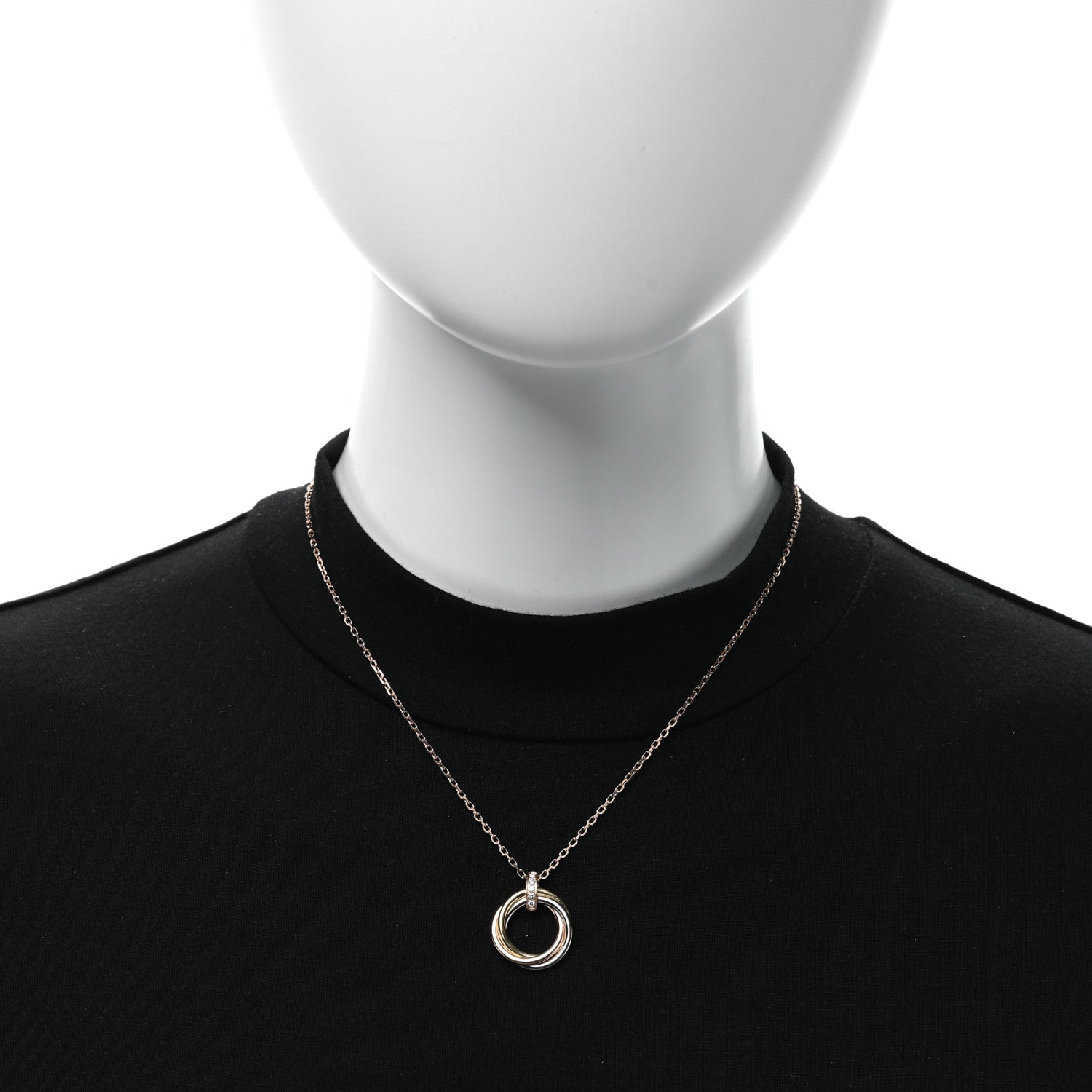 Cartier 18K Pink White Yellow Gold Diamond Trinity Pendant Necklace 2 of 4