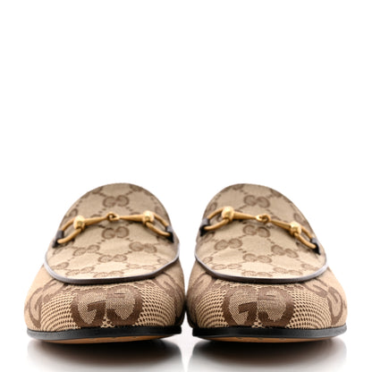 Gucci Monogram Jumbo GG Malaga Kid Horsebit Womens Jordaan Loafers 38 Camel Ebony New Acero Beige 2 of 14