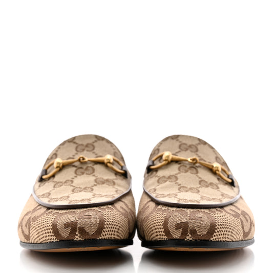 Monogram Jumbo GG Malaga Kid Horsebit Womens Jordaan Loafers 38 Camel Ebony New Acero Beige