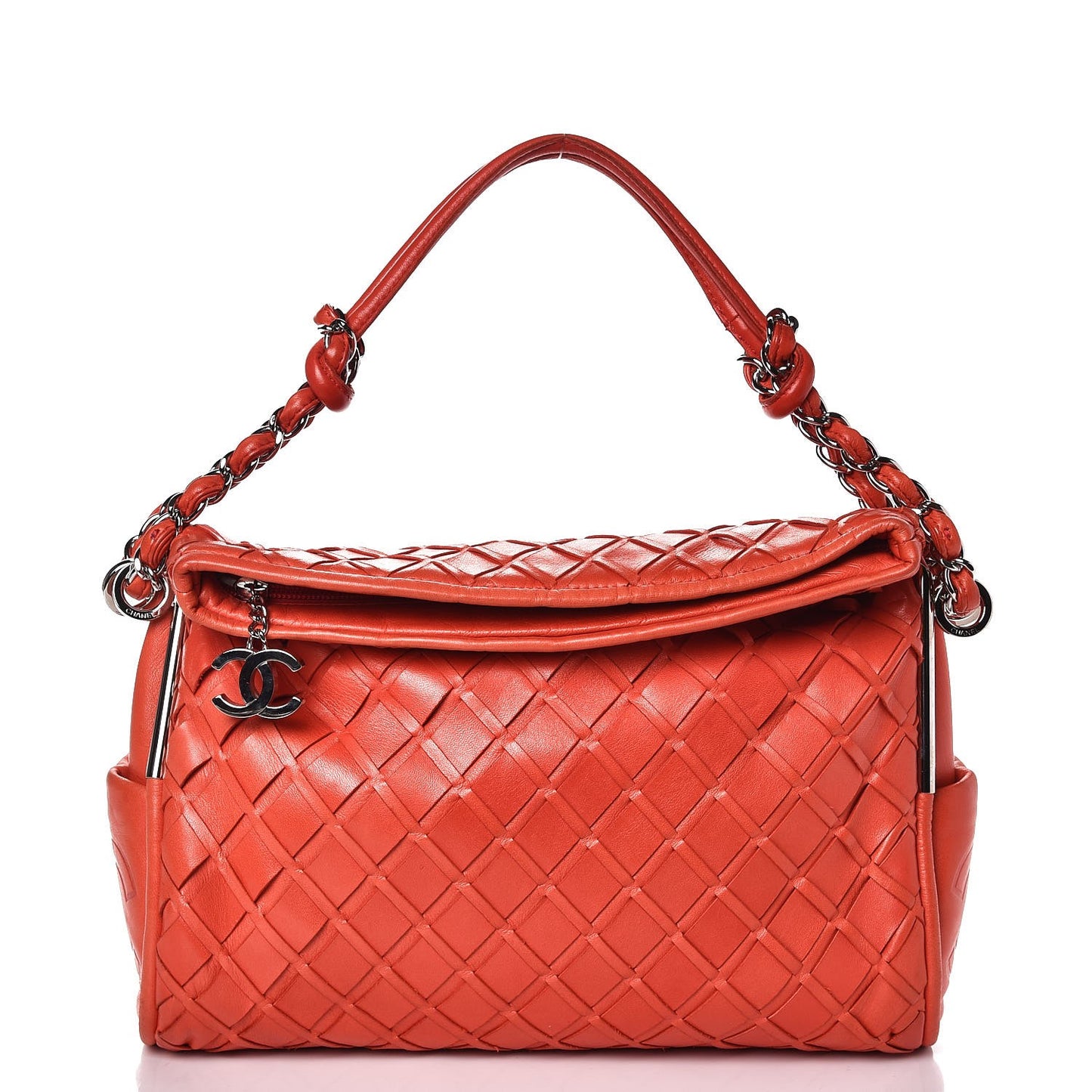 Lambskin Woven Medium Ultimate Soft Sombrero Hobo Red