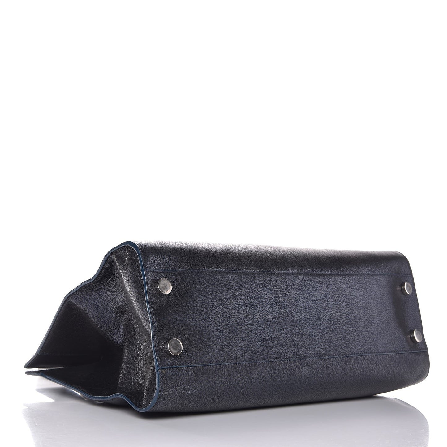 Metallic Grainy Goatskin Riley Tote Navy