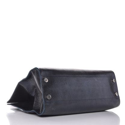 Jimmy Choo Metallic Grainy Goatskin Riley Tote Navy 4 of 12