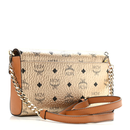 MCM Metallic Visetos Medium Millie Crossbody Bag Berlin Gold 3 of 9