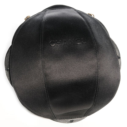 Chanel Leather Satin Camellia Evening Bag Black 3 of 8