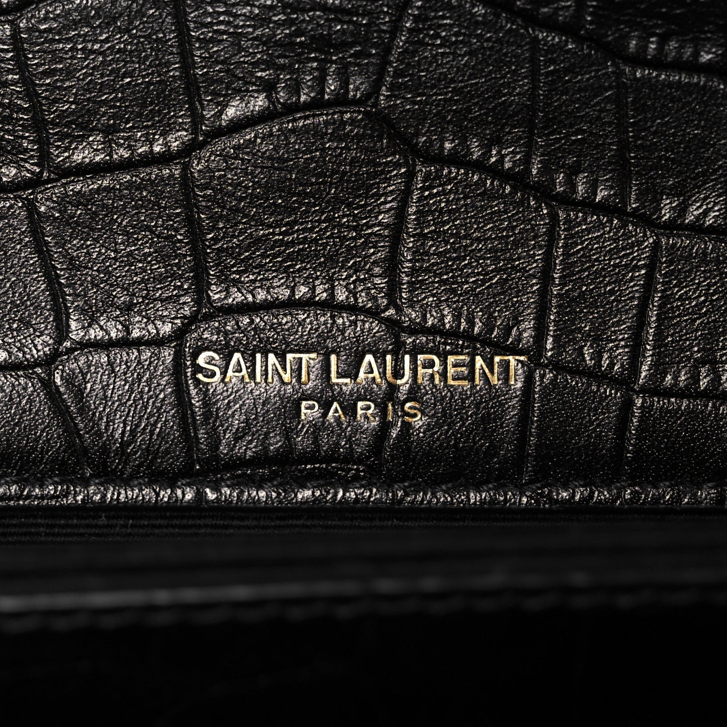 Calfskin Crocodile Embossed Monogram Small Sunset Black