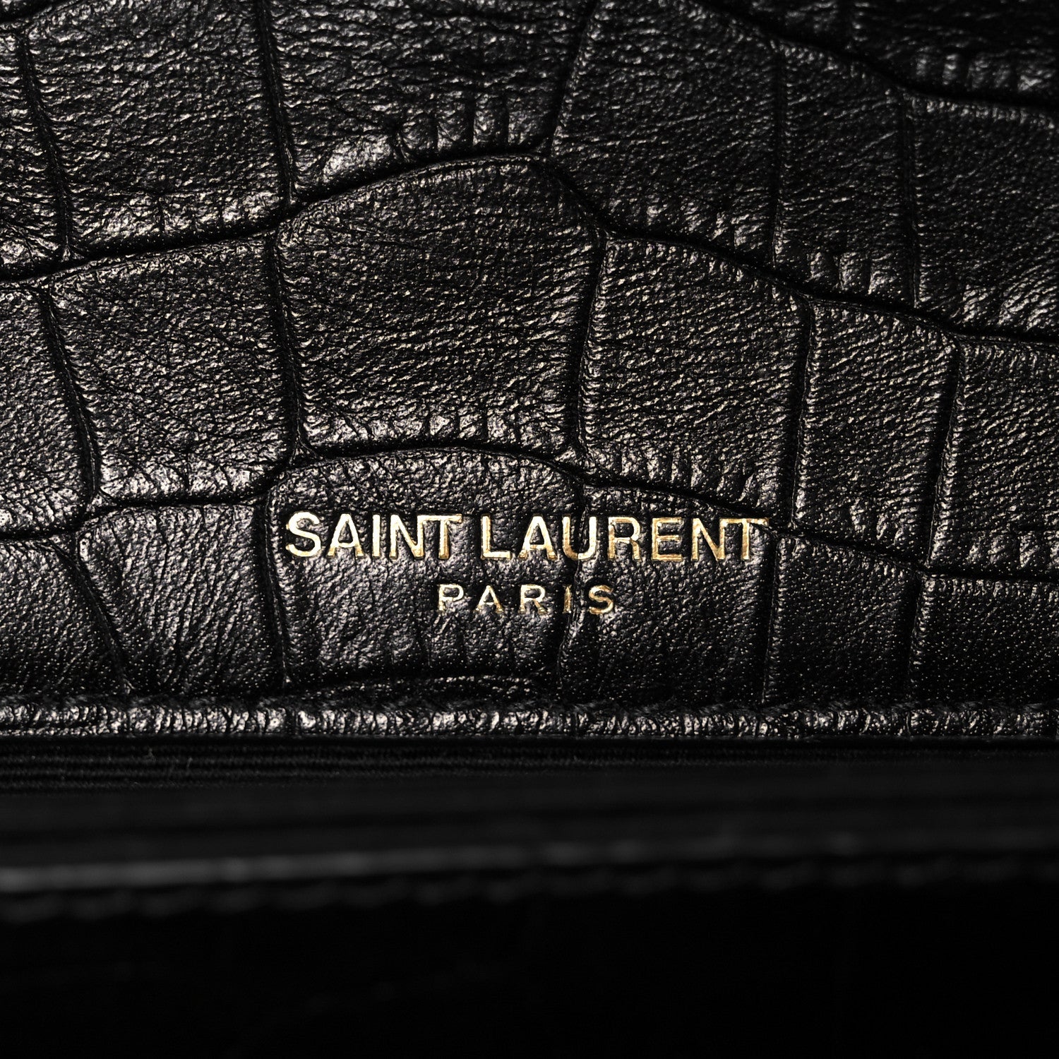 Saint Laurent Calfskin Crocodile Embossed Monogram Small Sunset Black 6 of 9
