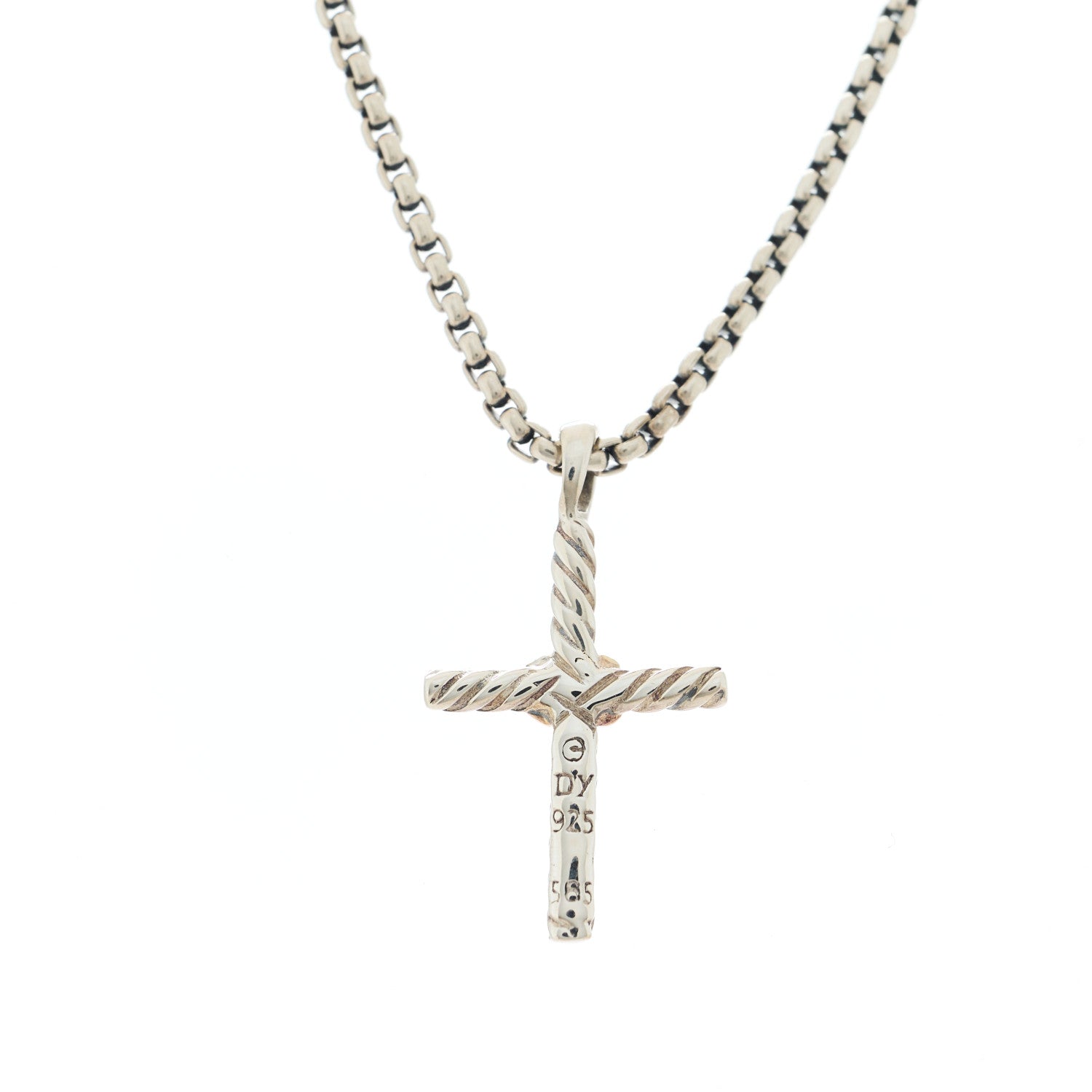 David Yurman Sterling Silver 14K Yellow Gold Petite X Cross Pendant Necklace 5 of 6
