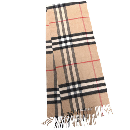 Burberry Cashmere Giant Check Fringe Scarf Camel 2 of 3