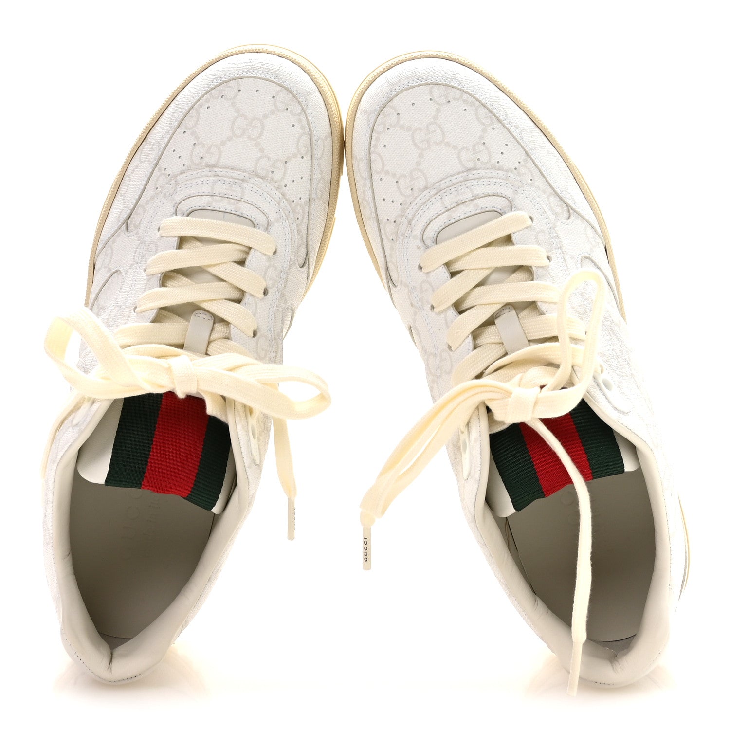 Gucci GG Supreme Monogram Mens Re-Web Sneakers 8.5 White 1902896