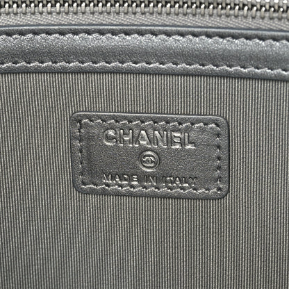 Chanel Metallic Crumpled Calfskin Chevron Quilted Large Cosmetic Case Silver 6 of 9
