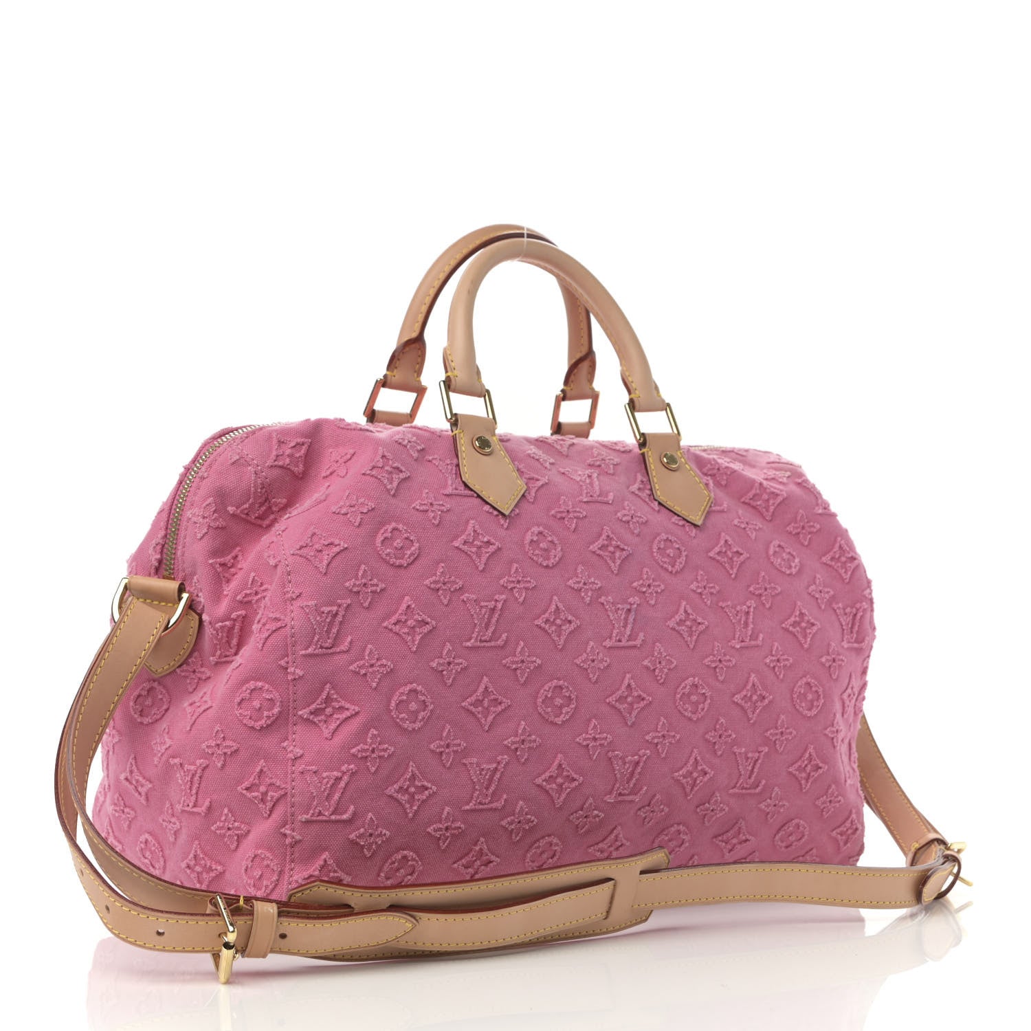 Louis Vuitton Denim Monogram Stone Speedy Bandouliere 35 Rose 3 of 10