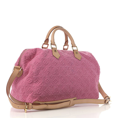Louis Vuitton Denim Monogram Stone Speedy Bandouliere 35 Rose 3 of 10