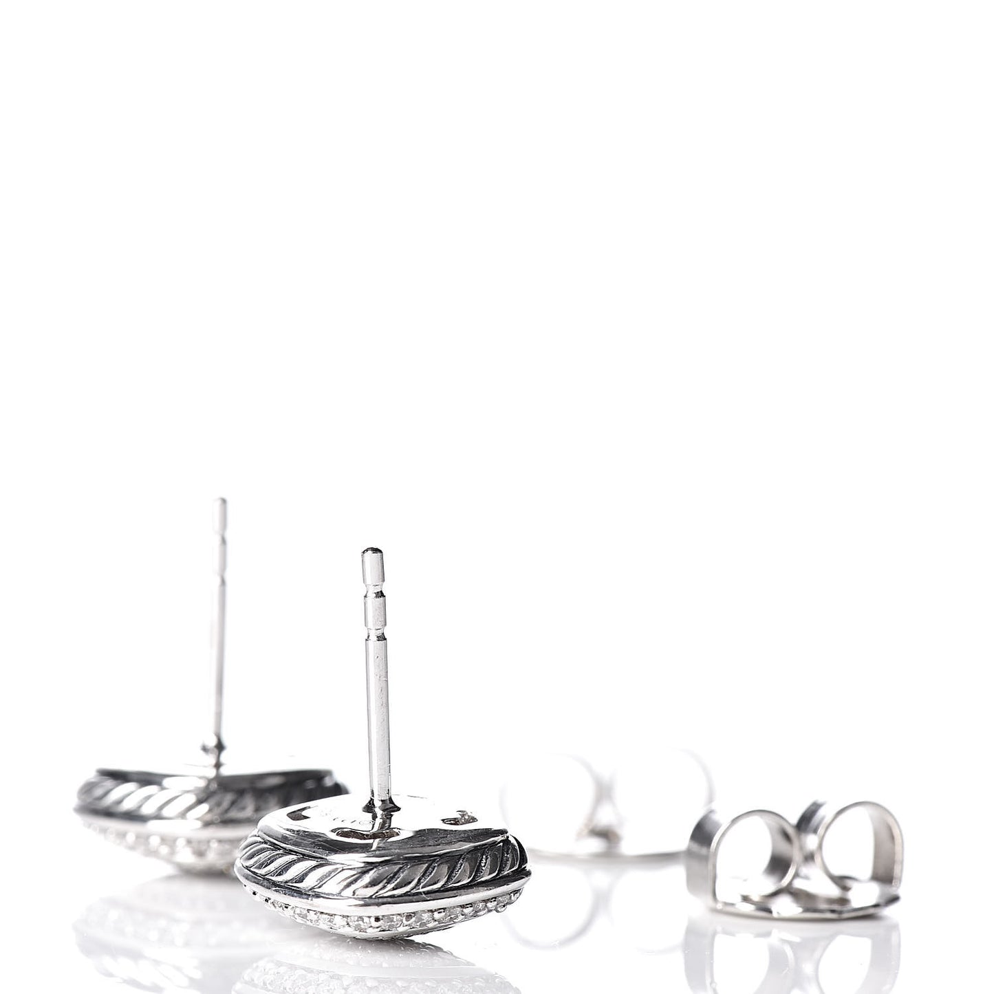 Sterling Silver Diamond 7mm Pave Albion Earrings