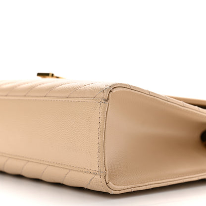 Saint Laurent Grain De Poudre Matelasse Chevron Large Monogram Satchel Nude Powder 9 of 10