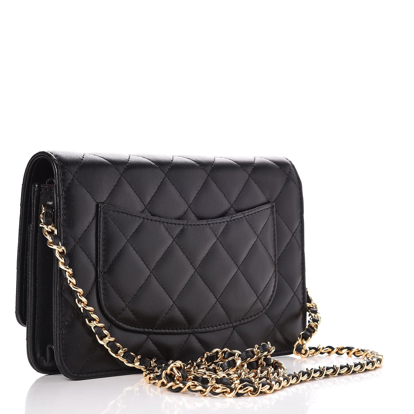 Lambskin Quilted Wallet On Chain WOC Black