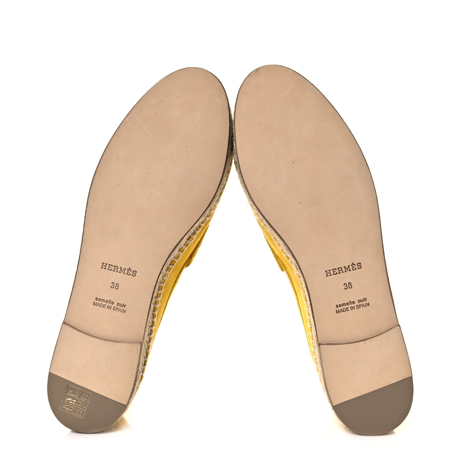 Hermes Suede Goatskin Womens Trip Espadrilles 38 Jaune Citron 6 of 9