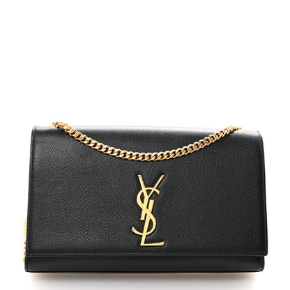 Saint Laurent Grain De Poudre Medium Classic Monogram Kate Satchel Black 1 of 9