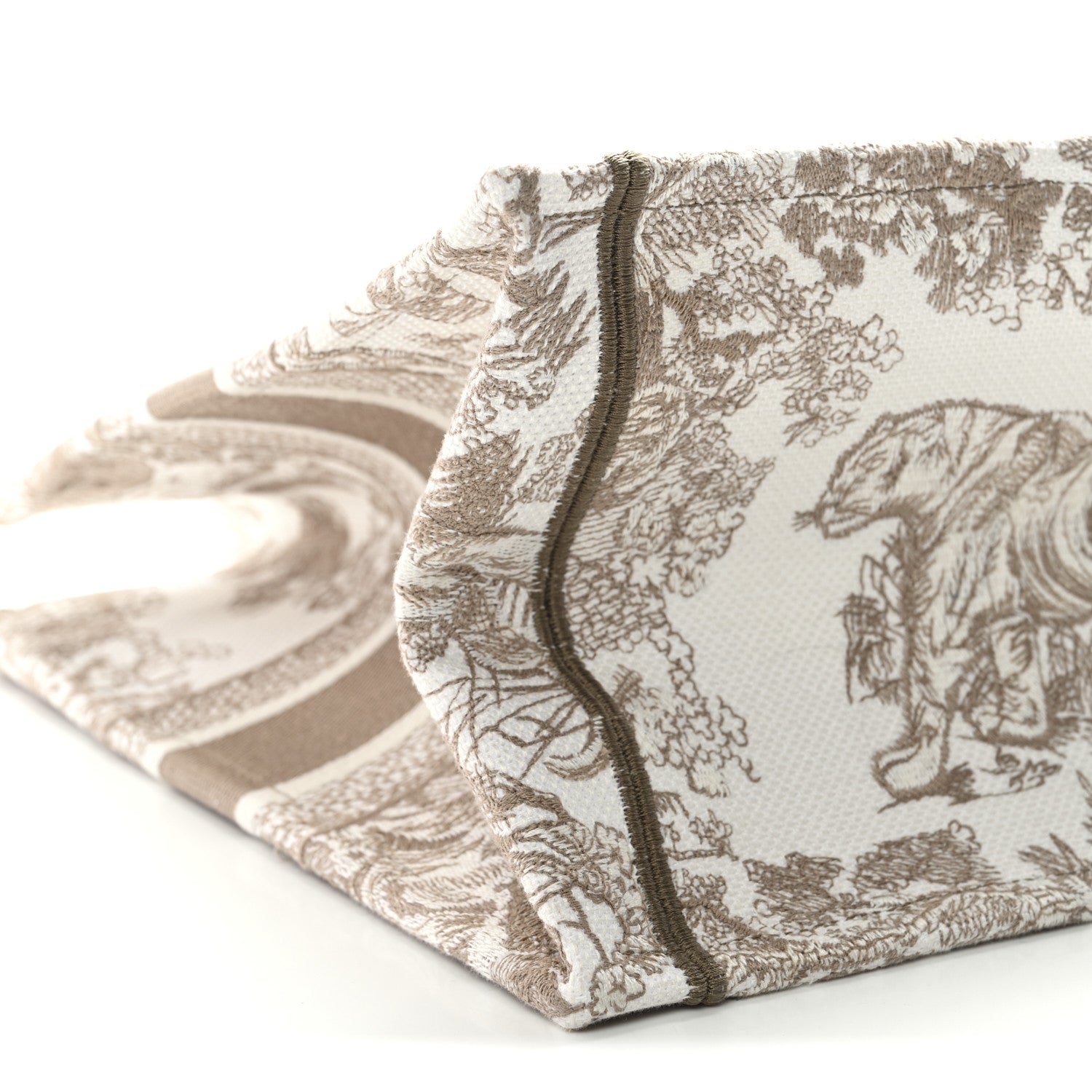 Christian Dior Canvas Embroidered Medium Dioriviera Toile De Jouy Book Tote Beige 9 of 10