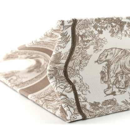Christian Dior Canvas Embroidered Medium Dioriviera Toile De Jouy Book Tote Beige 9 of 10