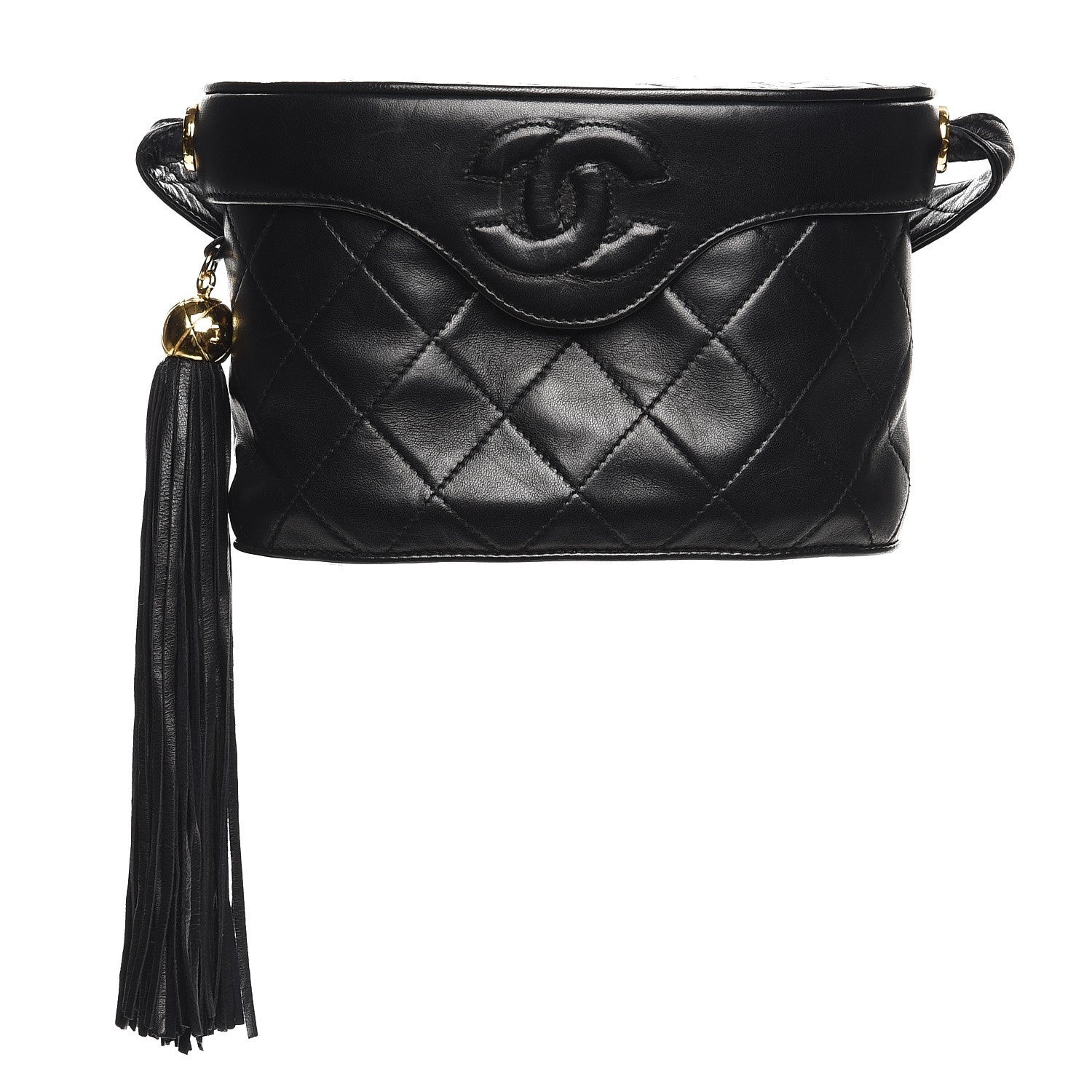 Chanel Lambskin Quilted Tassel Shoulder Bag Black 1 of 9