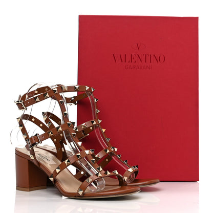 Valentino Garavani Calfskin Rockstud 60mm City Sandals 38 Saddle Brown 8 of 8