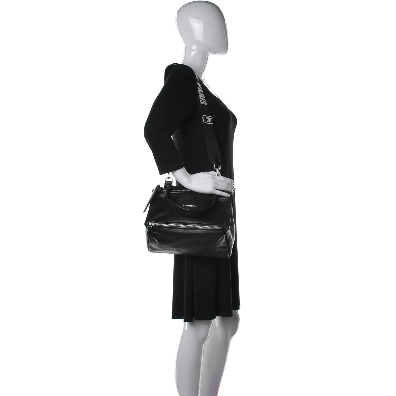 Givenchy Calfskin Small Pandora Logo Strap Black 2 of 9