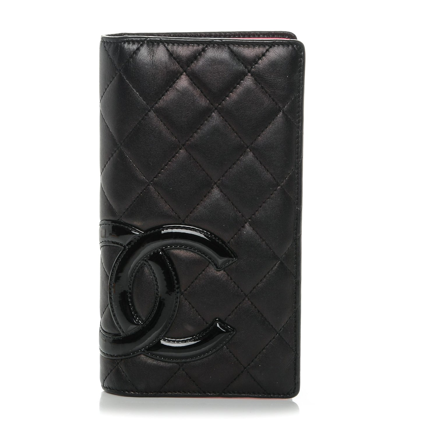Calfskin Quilted Cambon Yen Wallet Black