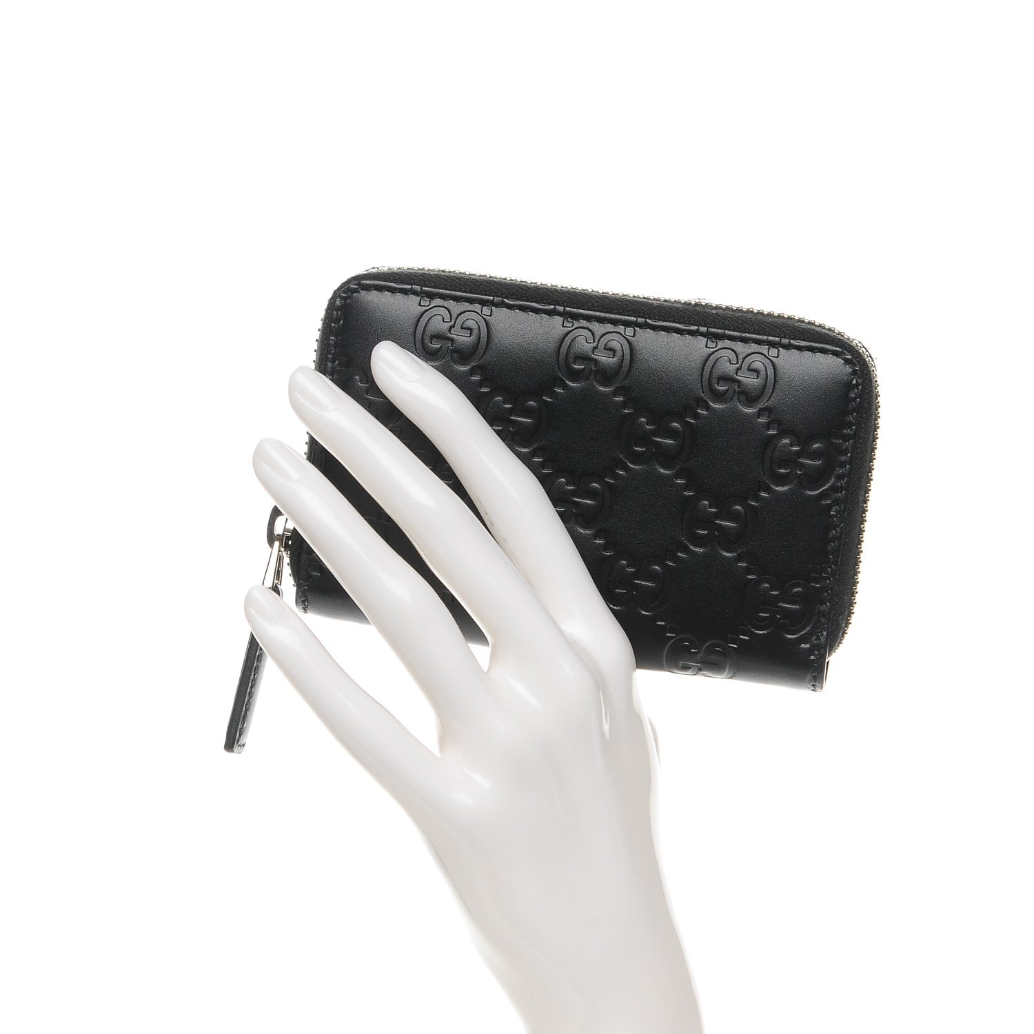 Gucci Guccissima Zip Around Card Case Black 2 of 8