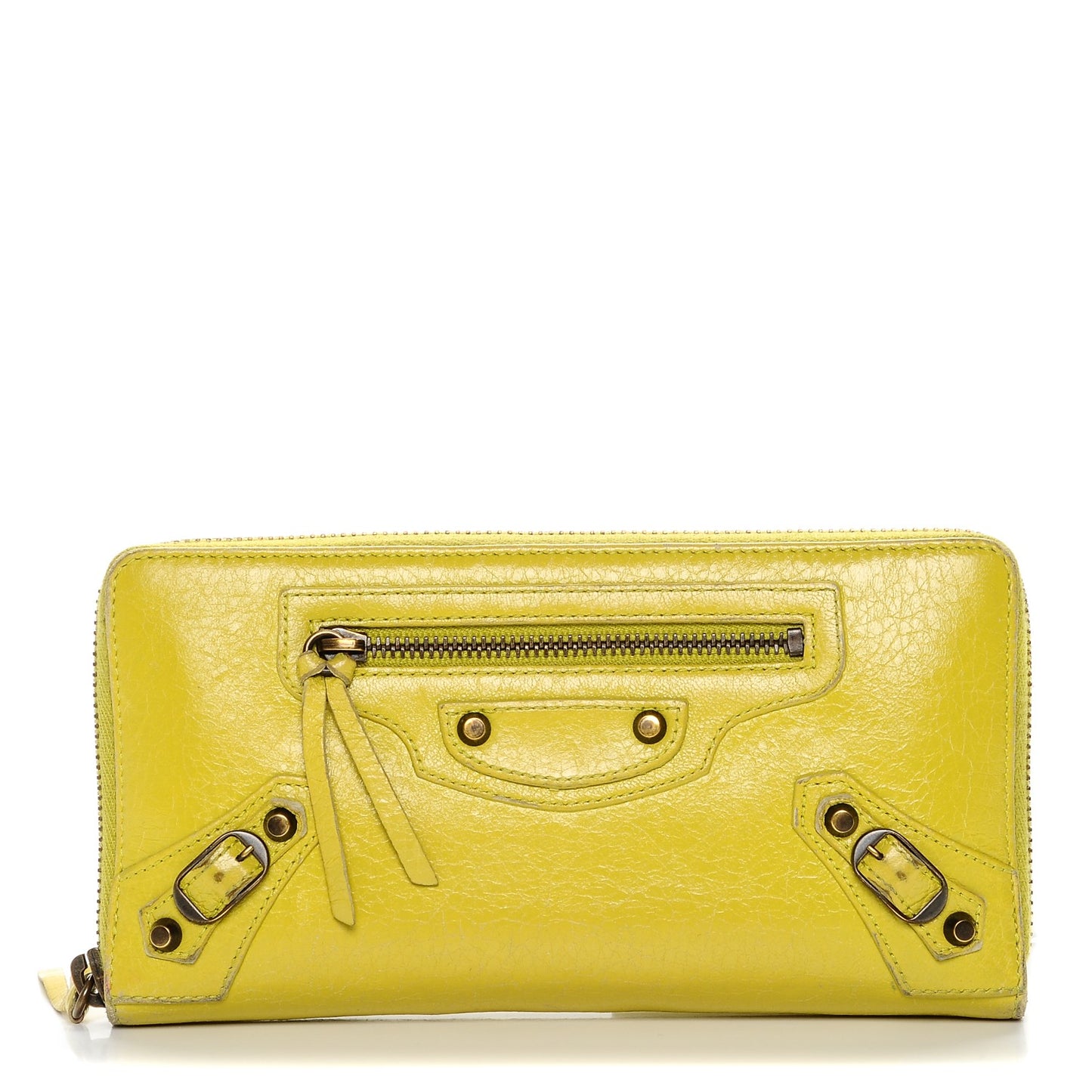 Agneau Classic Hardware Continental Zip Around Wallet Jaune Poussin