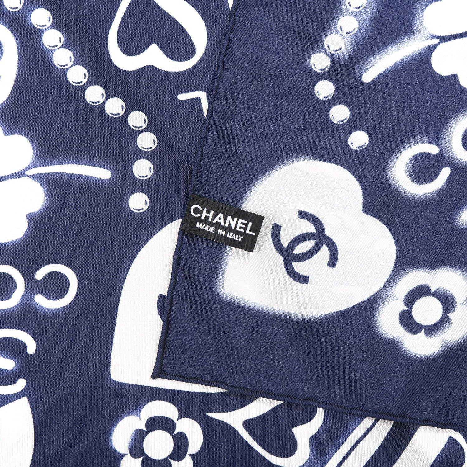 Chanel Silk CC Scarf Blue White 3 of 3