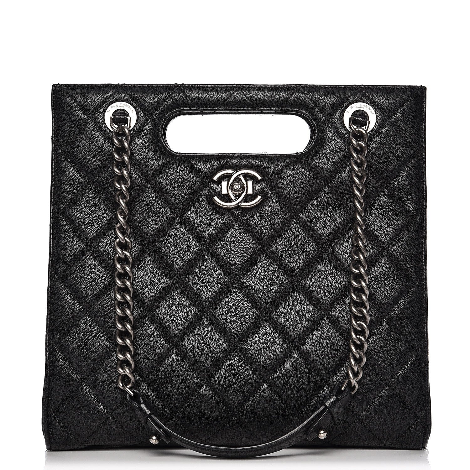 Chanel Goatskin Quilted Small Perfect Edge Shopping Tote Black 1 of 12