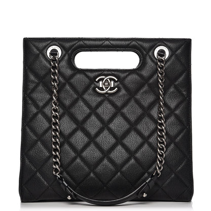Chanel Goatskin Quilted Small Perfect Edge Shopping Tote Black 1 of 12