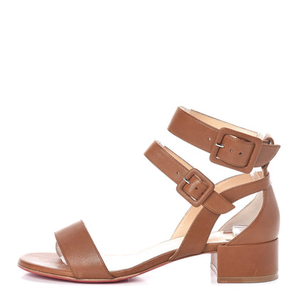 Christian Louboutin Calf Multipot 25 Block Heel Sandals 37.5 Cuoio 1 of 13