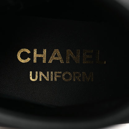 Chanel Stretch Lambskin Cap Toe CC Uniform Short Boots 36 Black 9 of 11