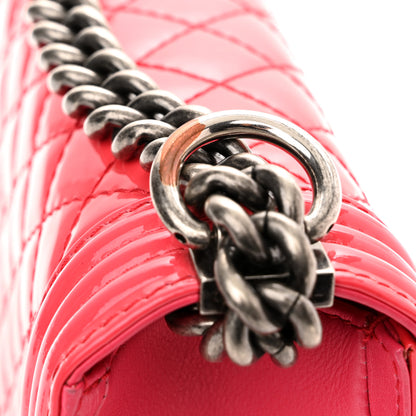 Chanel Patent Calfskin Enamel Quilted Medium Boy Flap Dark Pink 12 of 12
