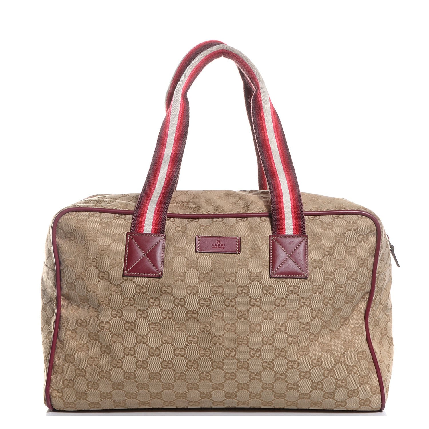 Gucci GG Monogram Web Medium Collapsable Carry On Duffle Beige Red 1 of 8