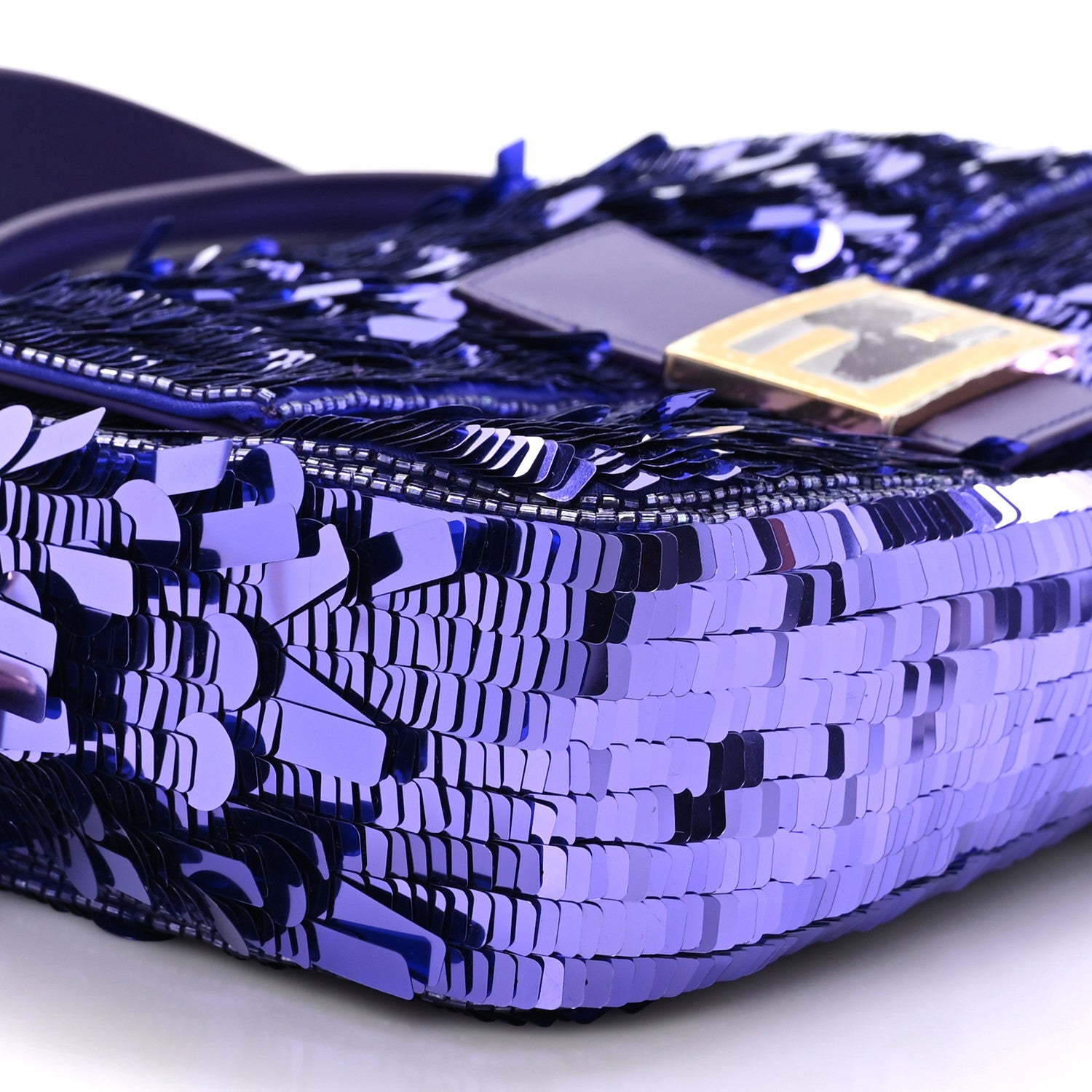 Fendi Sequin Paillettes Shiny Nappa Sex and the City Baguette Viola Purple Rain 9 of 11