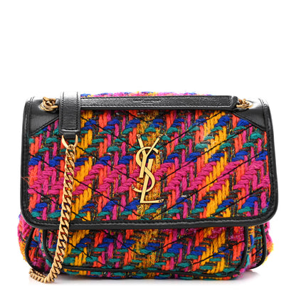 Saint Laurent Tweed Calfskin Matelasse Monogram Baby Niki Chain Satchel Multicolor 1 of 10