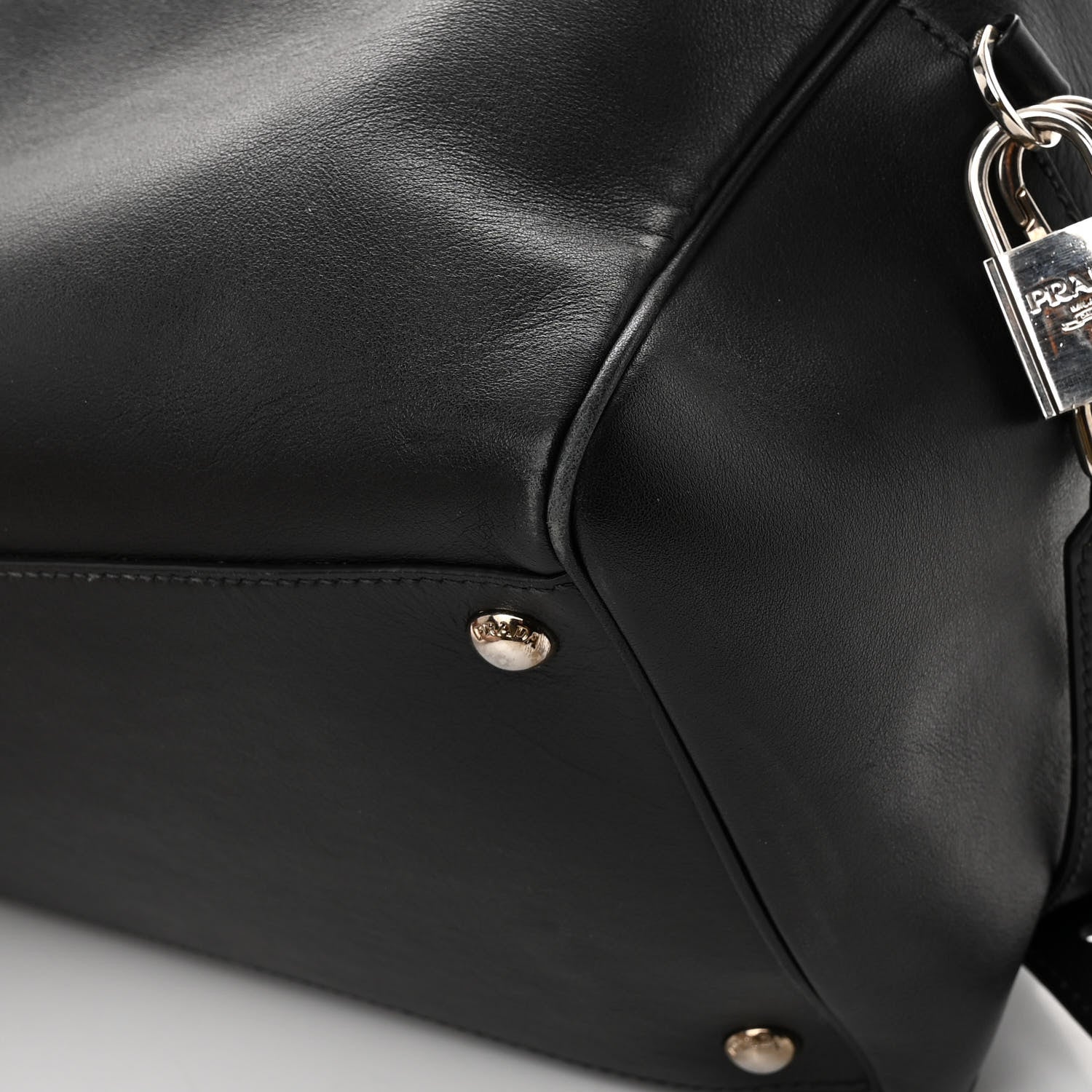 Prada Soft Calfskin Duffle Travel Bag Black 12 of 16