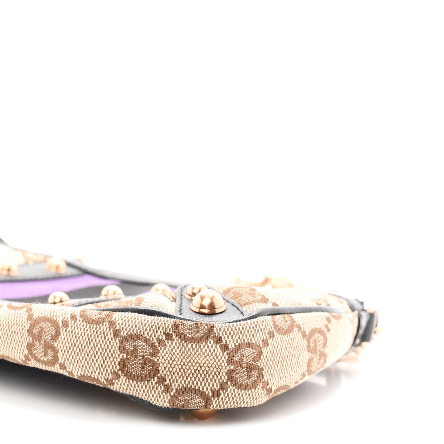 Gucci Monogram Web Studded Chain Clutch Purple 9 of 9