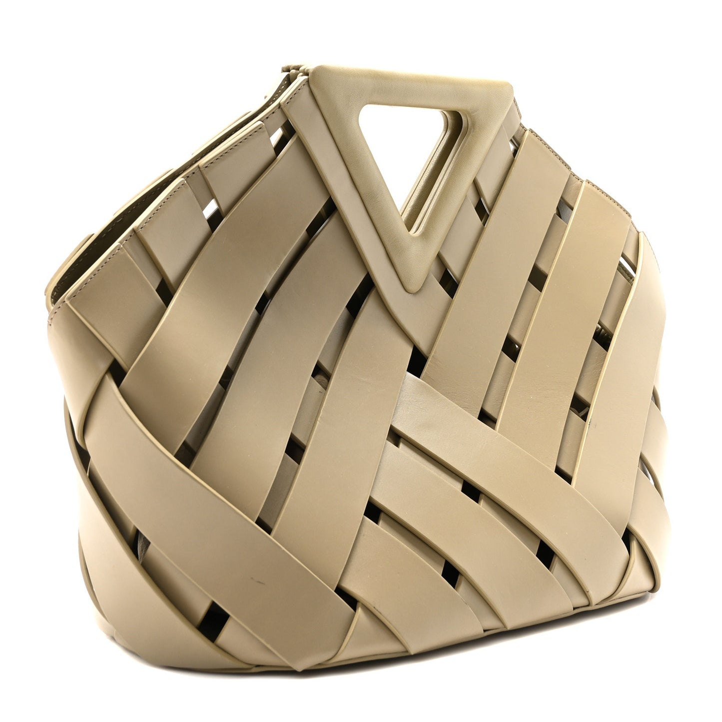 Calfskin The Point Weave Triangle Bag Taupe Grey