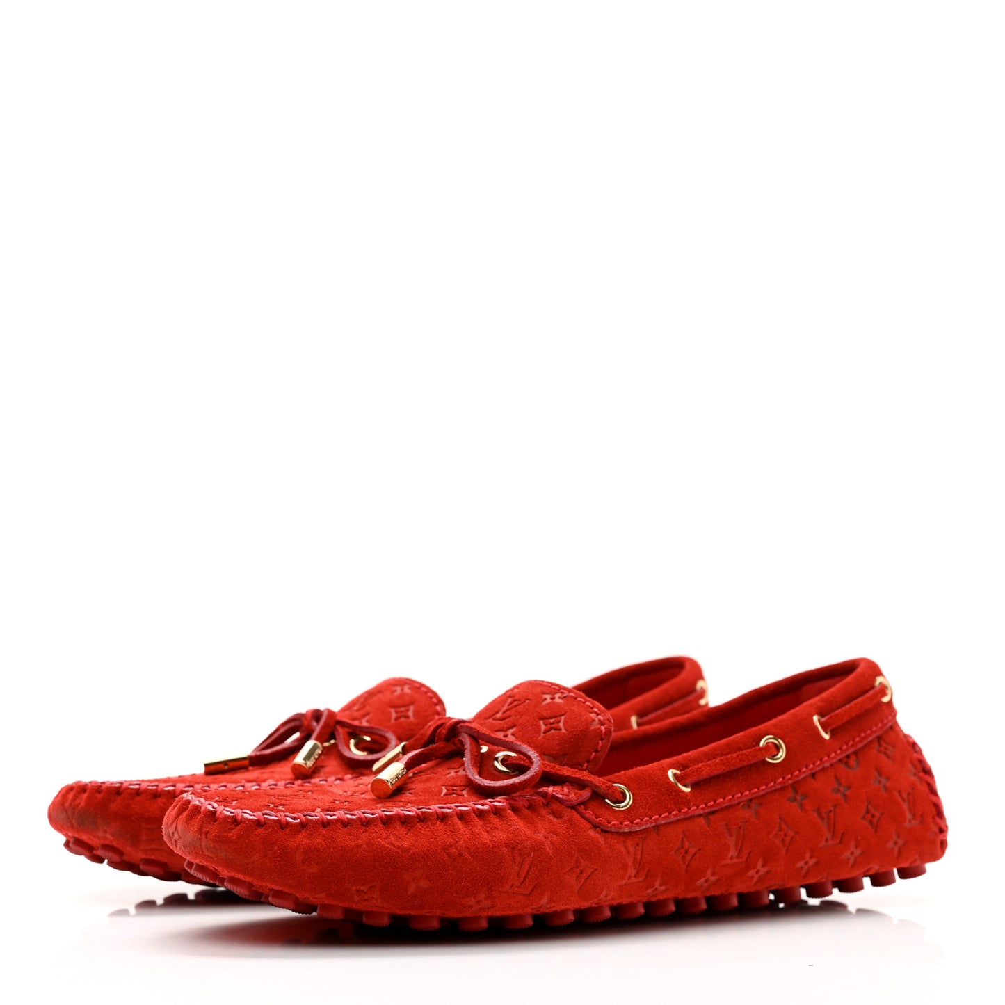 Suede Monogram Gloria Loafers 39 Rouge