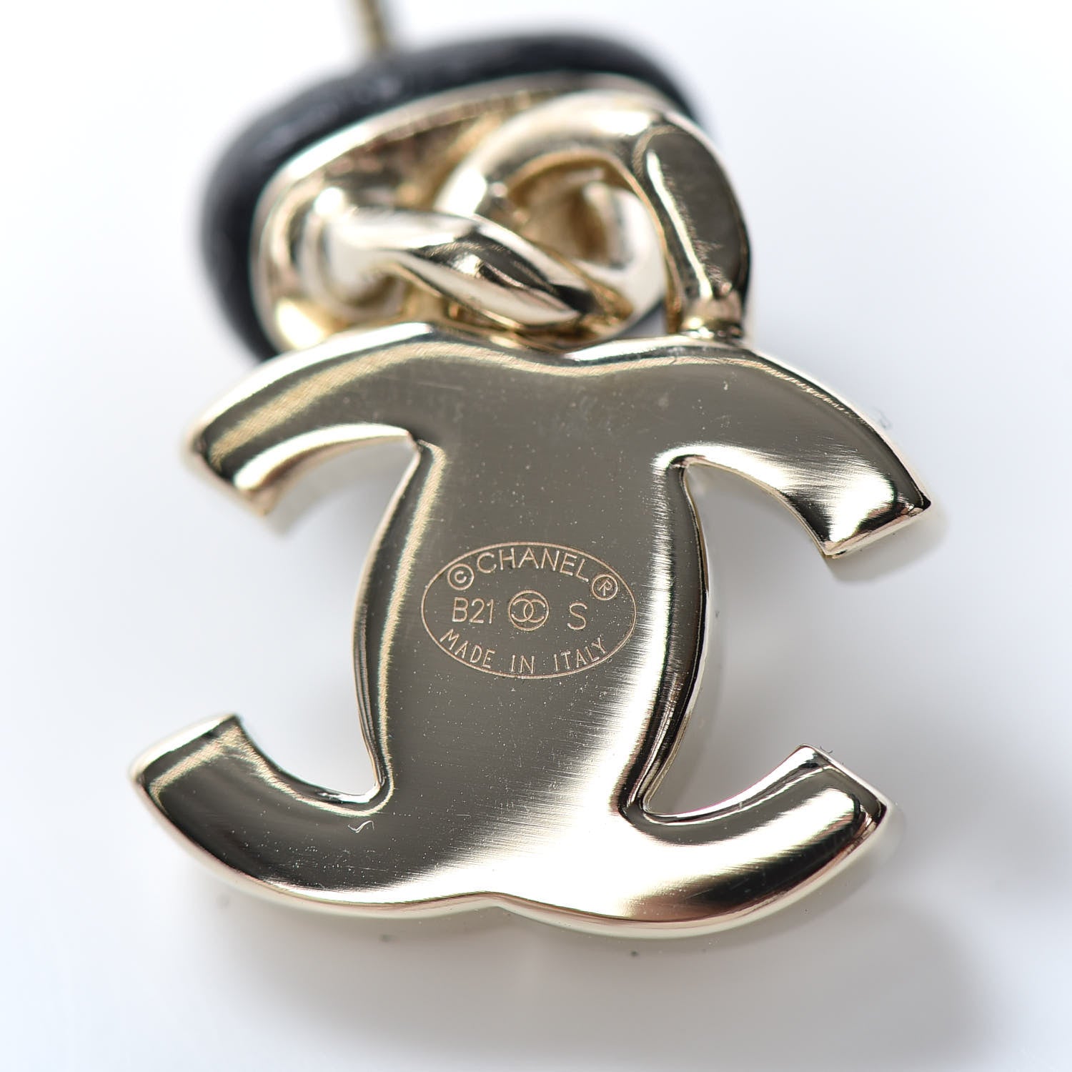 Chanel Lambskin CC Turnlock Drop Earrings Gold Black 6 of 6