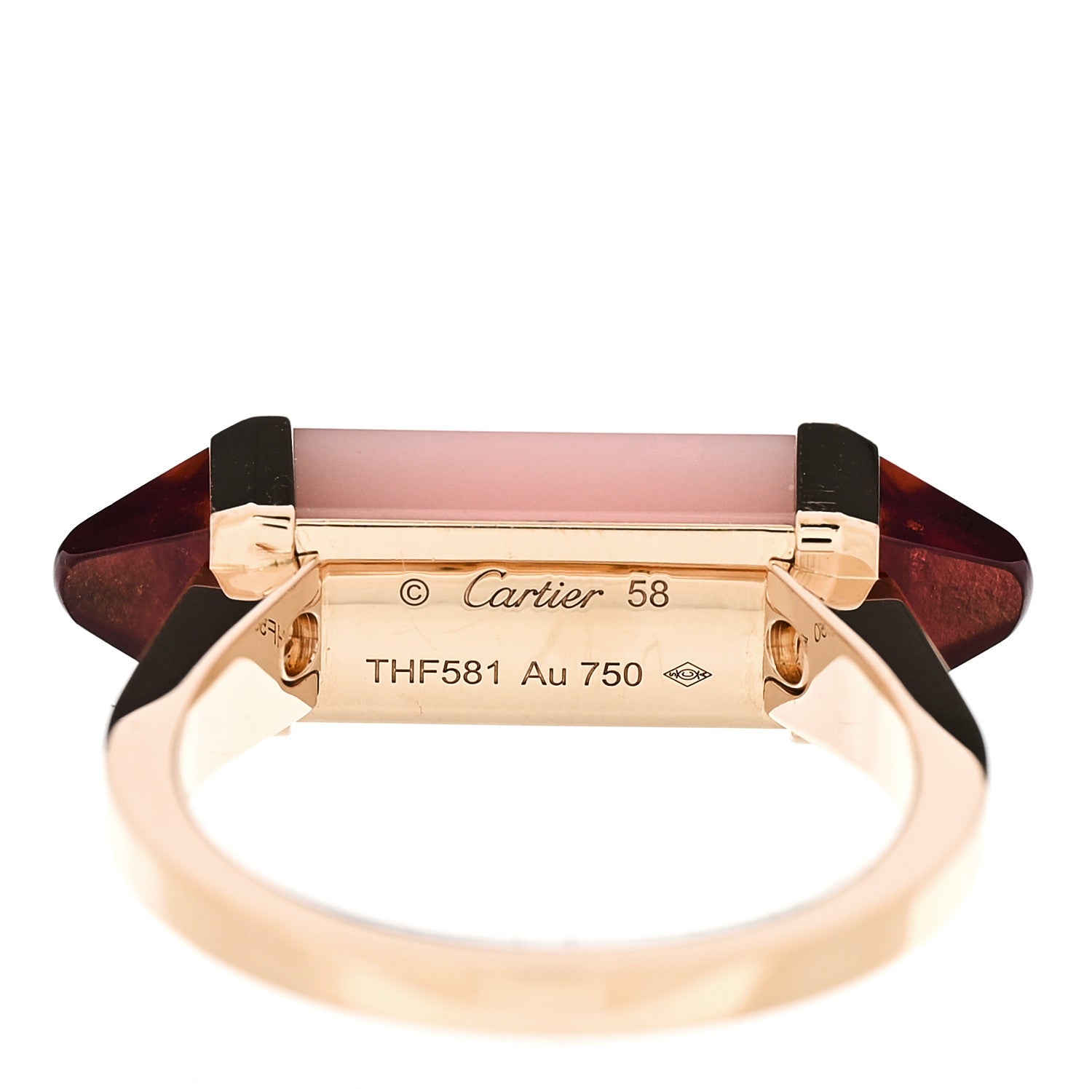 Cartier 18K Pink Gold Pink Chalcedony Garnet Les Berlingots de Cartier Ring 58 8.25 5 of 6