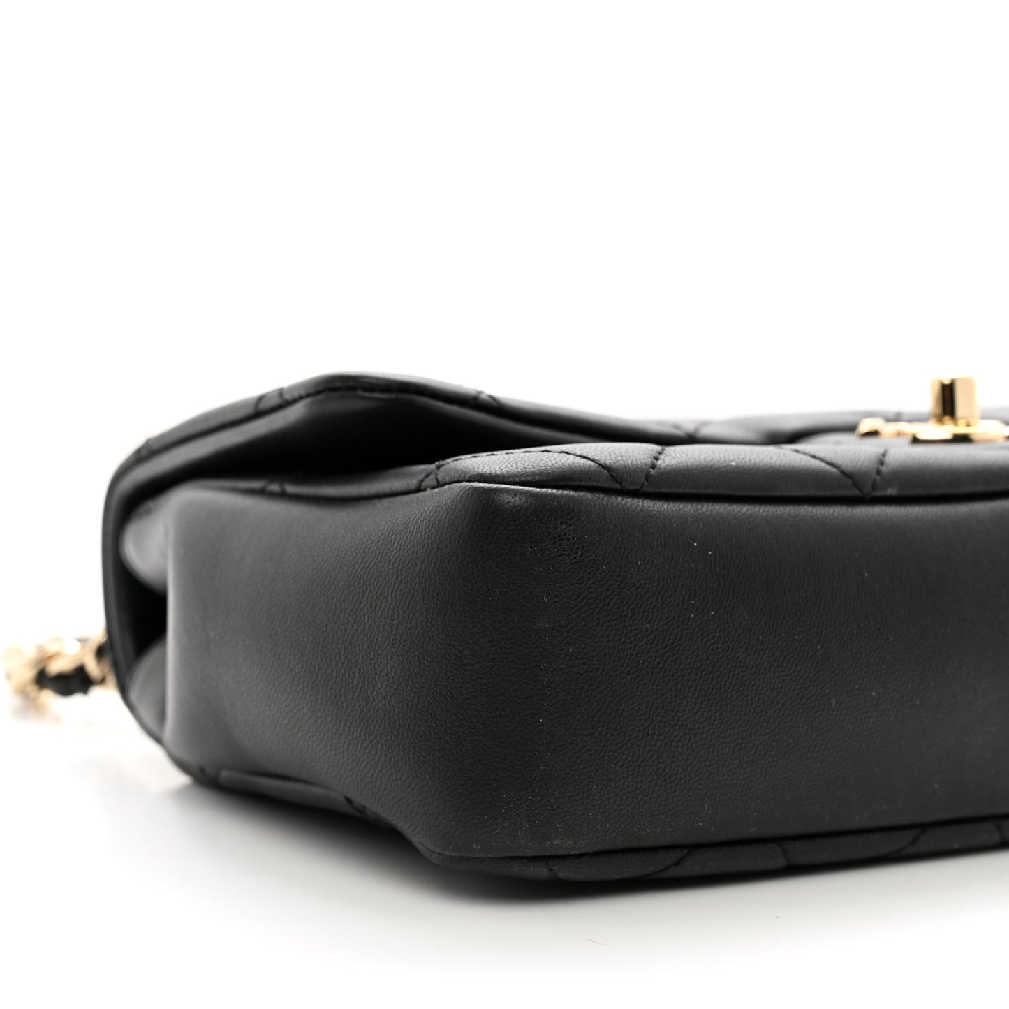 Lambskin Quilted Resin Bi-Color Chain Flap Bag Black