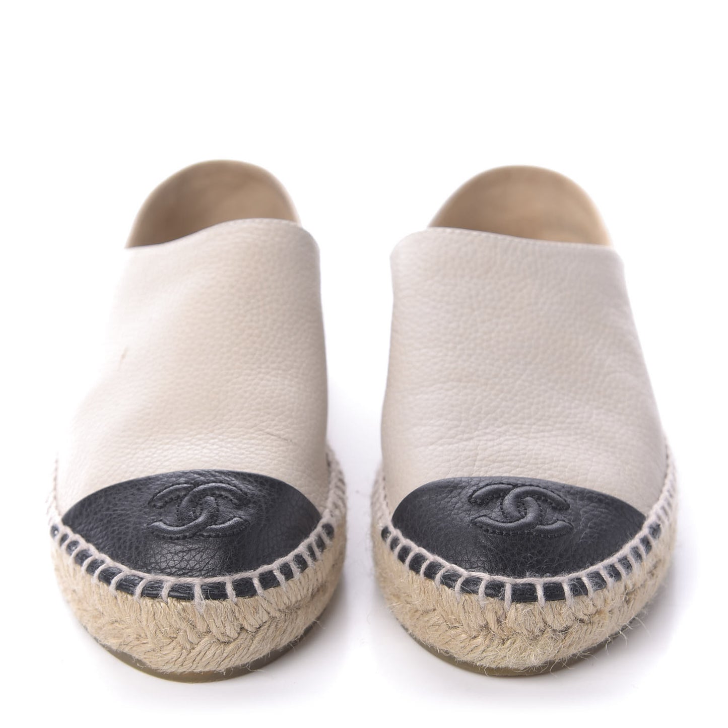 Grained Calfskin CC Espadrilles 35 Beige Black